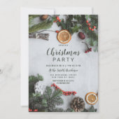 Red Cranberry Orange Winter Pinetree Einladung (Vorderseite)