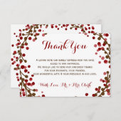 Red Cranberry Wreath Danke, Card Dankeskarte (Vorne/Hinten)