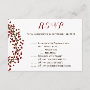 Red Cranberry Wreath R.S.V.P. RSVP Karte