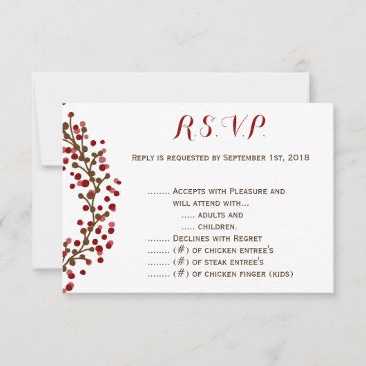 Red Cranberry Wreath R.S.V.P. RSVP Karte (Vorderseite)