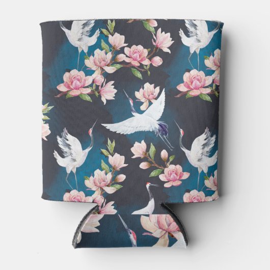 Red Crane Magnolia: Japanische Wasserfarbe. Dosenkühler (Vorderseite)