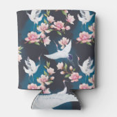 Red Crane Magnolia: Japanische Wasserfarbe. Dosenkühler (Rückseite)