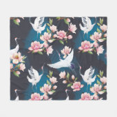 Red Crane Magnolia: Japanische Wasserfarbe. Fleecedecke (Vorderseite (Horizontal))