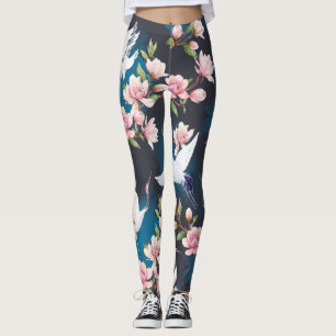 Red Crane Magnolia: Japanische Wasserfarbe. Leggings
