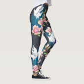 Red Crane Magnolia: Japanische Wasserfarbe. Leggings (Rechts)