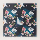 Red Crane Magnolia: Japanische Wasserfarbe. Puzzle (Horizontal)