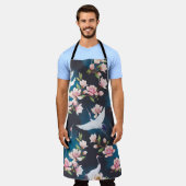 Red Crane Magnolia: Japanische Wasserfarbe. Schürze (Getragen)