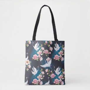 Red Crane Magnolia: Japanische Wasserfarbe. Tasche