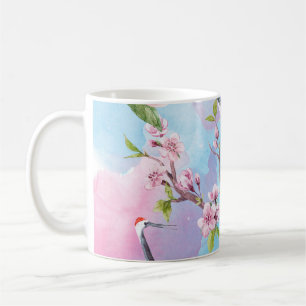 Red Crane Watercolor Japanische Motif Kaffeetasse