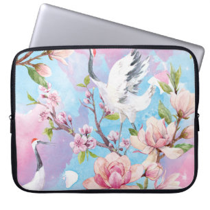 Red Crane Watercolor Japanische Motif Laptopschutzhülle