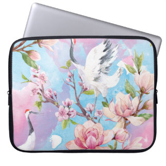 Red Crane Watercolor Japanische Motif Laptopschutzhülle