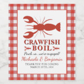 Red Crawfish Boil Hummer Party Verlobung Picnic Weinetikett (Einzelnes Label)