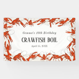 Red Crawfish Booking Seafood Birthday Party Banner