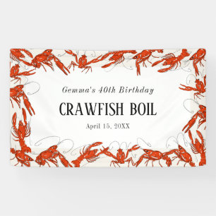 Red Crawfish Booking Seafood Birthday Party Banner