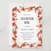 Red Crawfish Booking Seafood Birthday Party Einladung (Vorderseite)