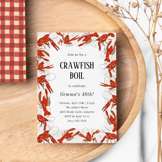 Red Crawfish Booking Seafood Birthday Party Einladung