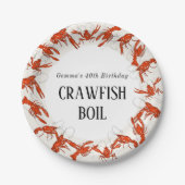 Red Crawfish Booking Seafood Birthday Party Pappteller (Vorderseite)