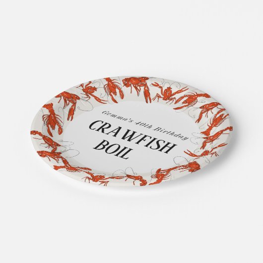 Red Crawfish Booking Seafood Birthday Party Pappteller (Schrägansicht)