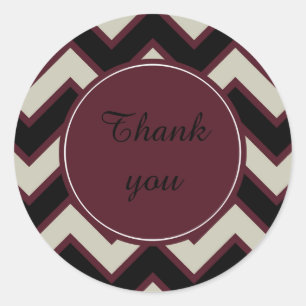 Red Cream Black Zickzack vielen Dank Runder Aufkleber