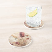 Red Cream Boho Feather Floral Getränkeuntersetzer (Seite)