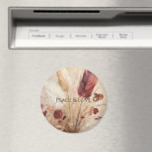 Red Cream Boho Feather Floral Magnet (In Situ (Geschirrspüler))