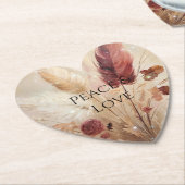 Red Cream Boho Feather Floral Untersetzer (angewinkelt)