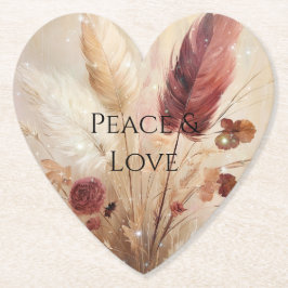 Red Cream Boho Feather Floral Untersetzer