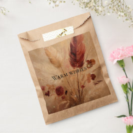 Red Cream Boho Feathers Floral Wedding Geschenktütchen