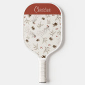 Red Cream Boho Watercolor Woodland Custom Name Pickleball Schläger (Vorderseite)