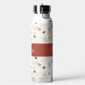 Red Cream Boho Watercolor Woodland Custom Name Trinkflasche (Links)