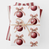 Red Cream Bow Christmas Round Ornament Geschenkpapier Set (Beispiel)