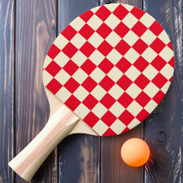 Red & Cream Checker Tischtennis Schläger