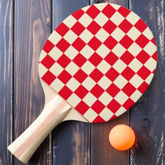 Red & Cream Checker Tischtennis Schläger
