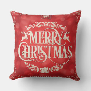 Red & Cream Christmas & New Year Gruß Kissen