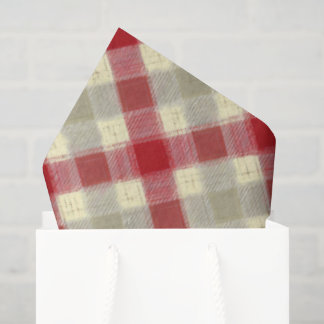 Red Cream Christmas Plaid Cozy Rustic Cottagecore  Seidenpapier