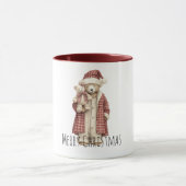 Red Cream Christmas Teddy Bears Tasse (Zentrum)