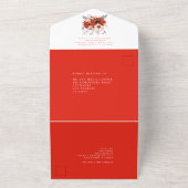 Red Cream Florals Empfänger Anschrift Hochzeit All In One Einladung (Außenbereich)