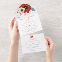 Red Cream Florals Empfänger Anschrift Hochzeit