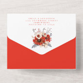 Red Cream Florals Empfänger Anschrift Hochzeit All In One Einladung (Rückseite)