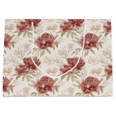 Red Cream Flowers Bridal Shower Große Geschenktüte (Vorderseite)