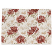 Red Cream Flowers Bridal Shower Große Geschenktüte (Rückseite)