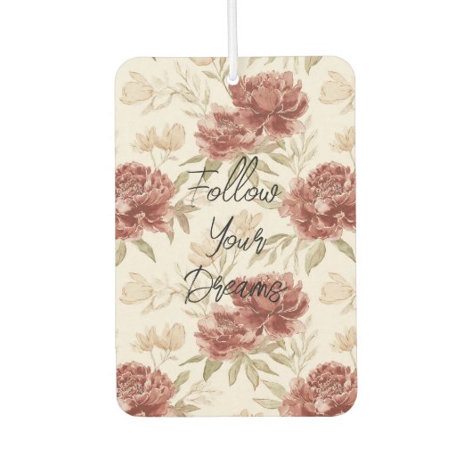 Red Cream Flowers Gold Glitter Autolufterfrischer (Vorderseite)