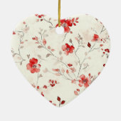 Red Cream Flowers Gold Ribbon Christmas Keramik Ornament (Hinten)
