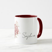 Red Cream Flowers Tasse (VorderseiteRechts)