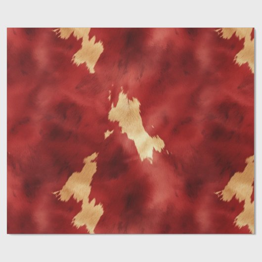 Red Cream Gold Südwest Cowhide Geschenkpapier (Flach)