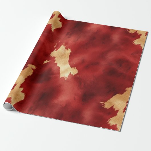 Red Cream Gold Südwest Cowhide Geschenkpapier (Ungerollt)