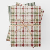 Red Cream Green Stripes Christmas Geschenkpapier Set (Beispiel)