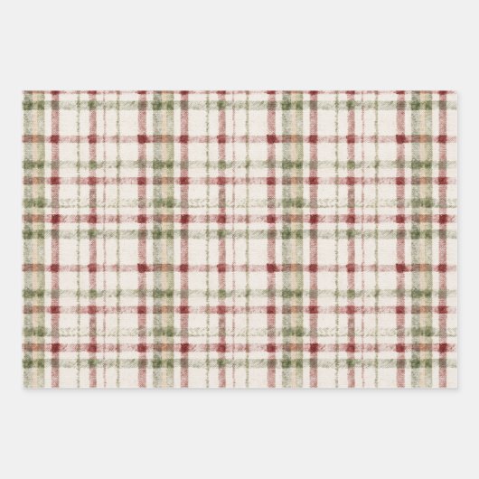 Red Cream Green Stripes Christmas Geschenkpapier Set (Vorderseite)