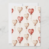 Red Cream Heart Balloons Babydusche Einladung (Rückseite)