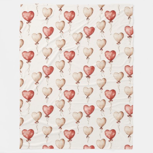 Red Cream Heart Balloons Fleecedecke (Vorderseite)
